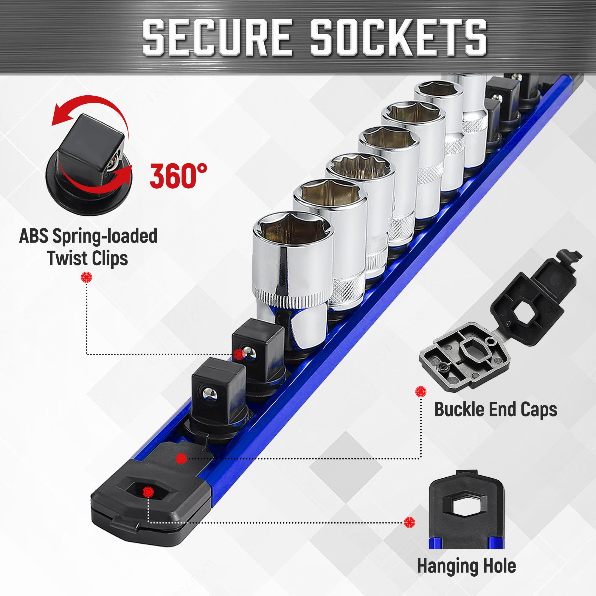 Snapklik.com : ALOANES 3-Piece Magnetic Socket Organizer, Heavy Duty ...
