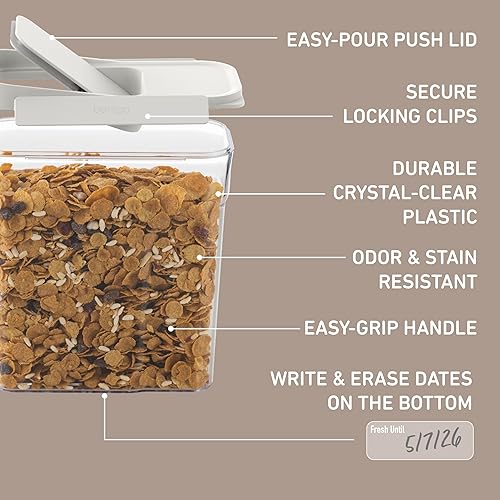 Miniatura 5 de Bentgo Pantry - 6 recipientes herméticos para cereales, tapa fácil de empujar y verter, almacenamiento apilable y transparente sin BPA, tapas de