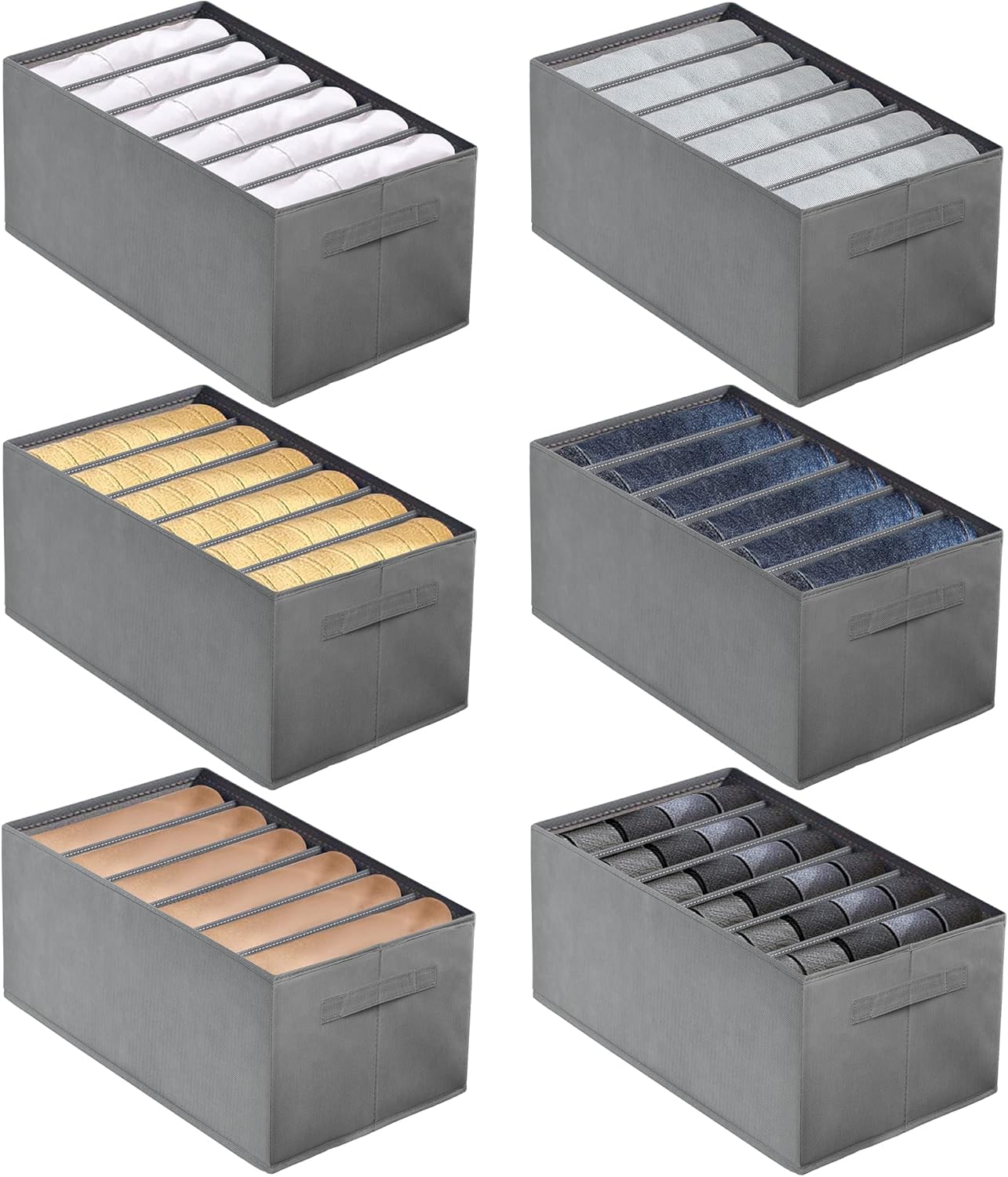 6 Organizer Armadio ROLLWAY 35x25x17cm - Contenitori Pieghevoli Per Vestiti