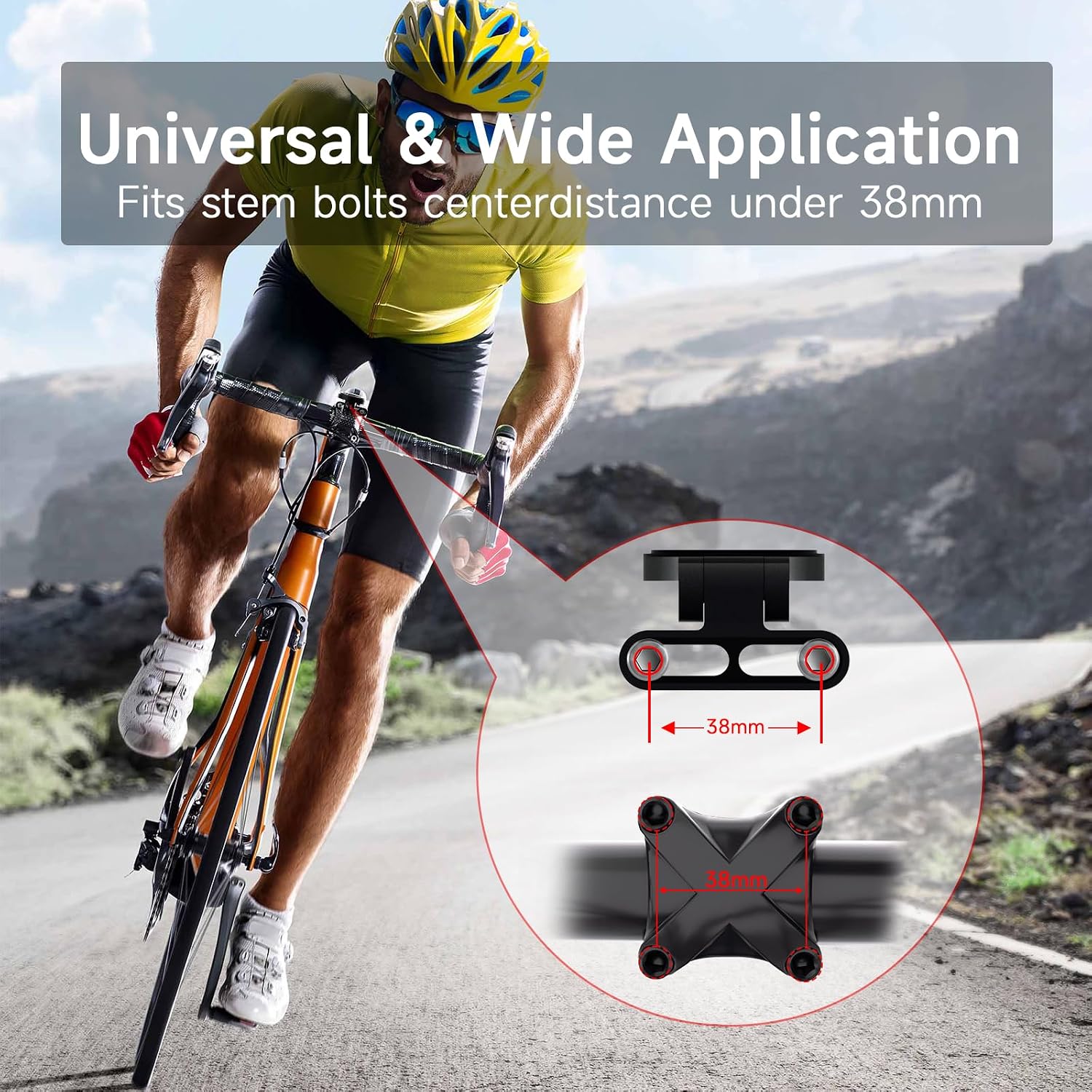 Out Front Bike Computer Mount, Angle Adjustable - Quick Release GoPro Adapter & Light Holder - Securely Mounts Garmin, Wahoo, Bryton, Cateye GPS, GoPro image 3