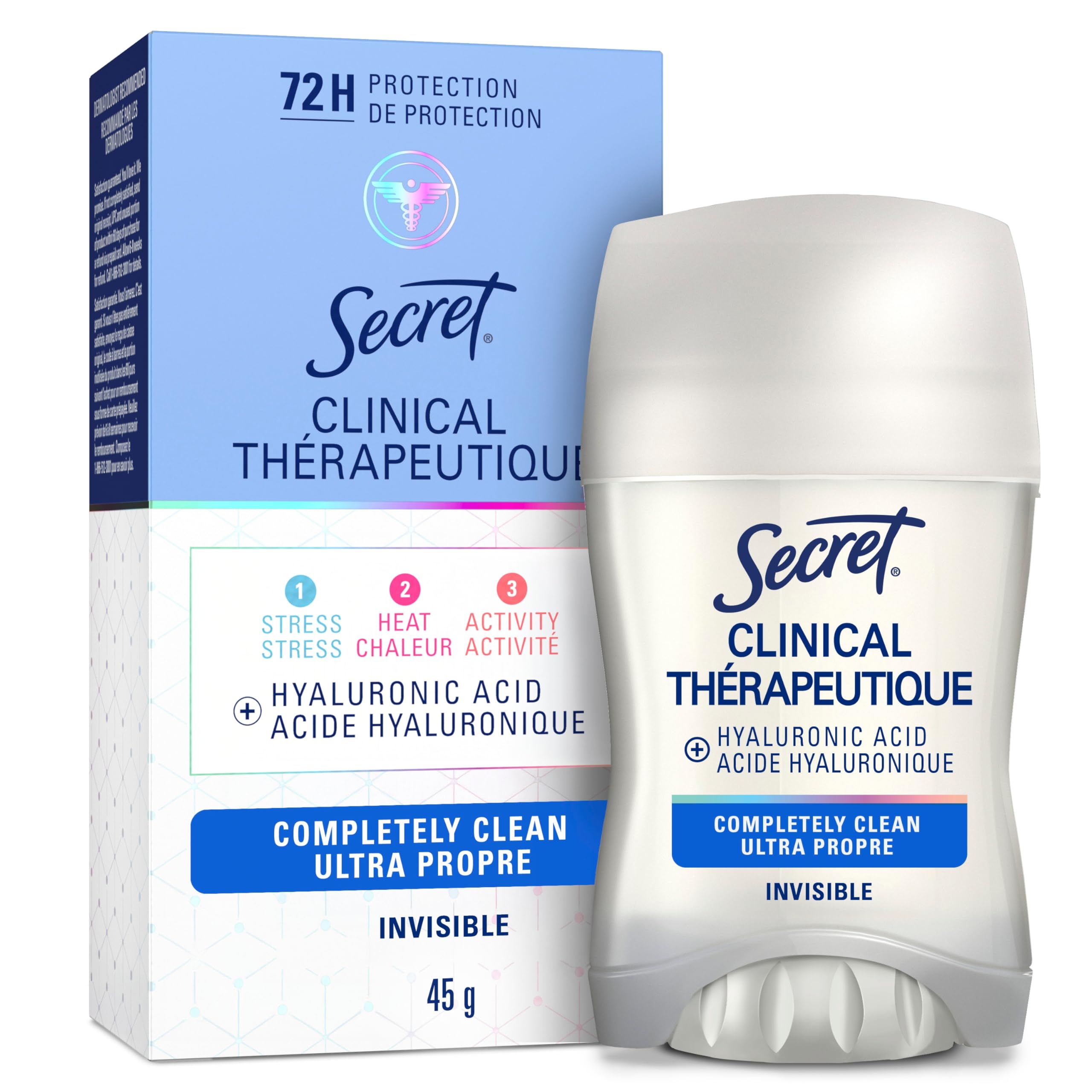 Secret Clinical Strength Invisible Solid Antiperspirant and Deodorant Completely Clean 45 g