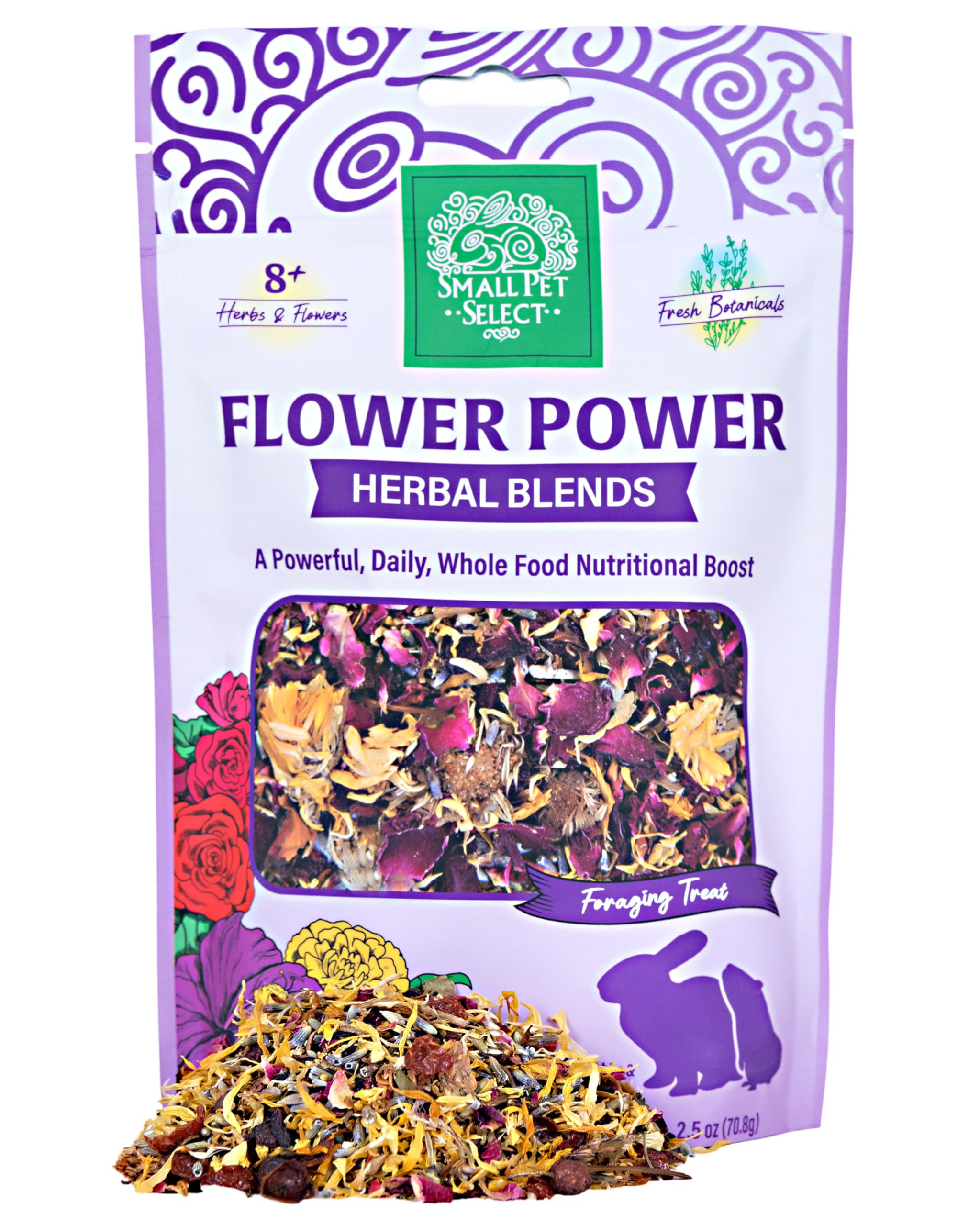 Small Pet Select - Herbal Blends, a Natural Herbal Treat for Rabbits and Guinea Pigs (2.5oz, Flower Power Herbal Blend)