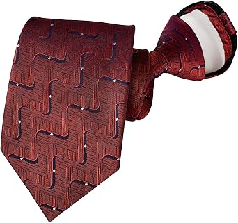 Elfeves Mens Boys Skinny Zipper Tie Wedding Paisley Check Easier Designer Necktie