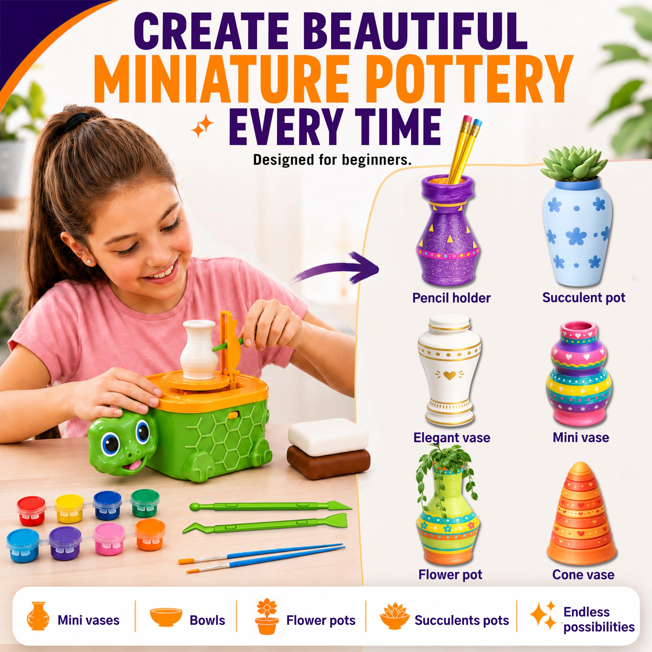 Mini Pottery Wheel for Kids - Clay Making Kit -2 Mini Pottery Wheel for Kids - Clay Making Kit -2