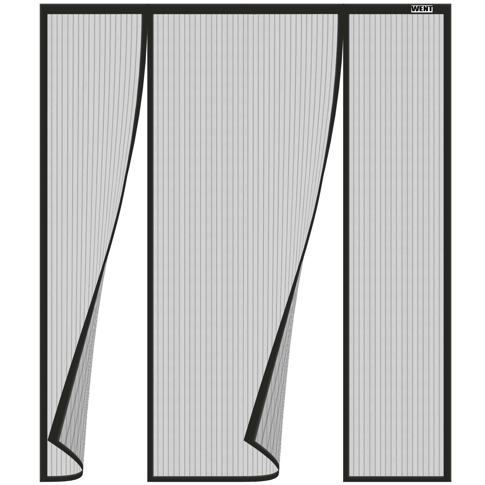 WENT Magnetic Fly Screen Door Custom Size, Various Sizes, Insect Screen No Drilling Required, Suitable for Balcony, Terrace, Cellar, Bedroom and Sliding Doors, Black — image 1