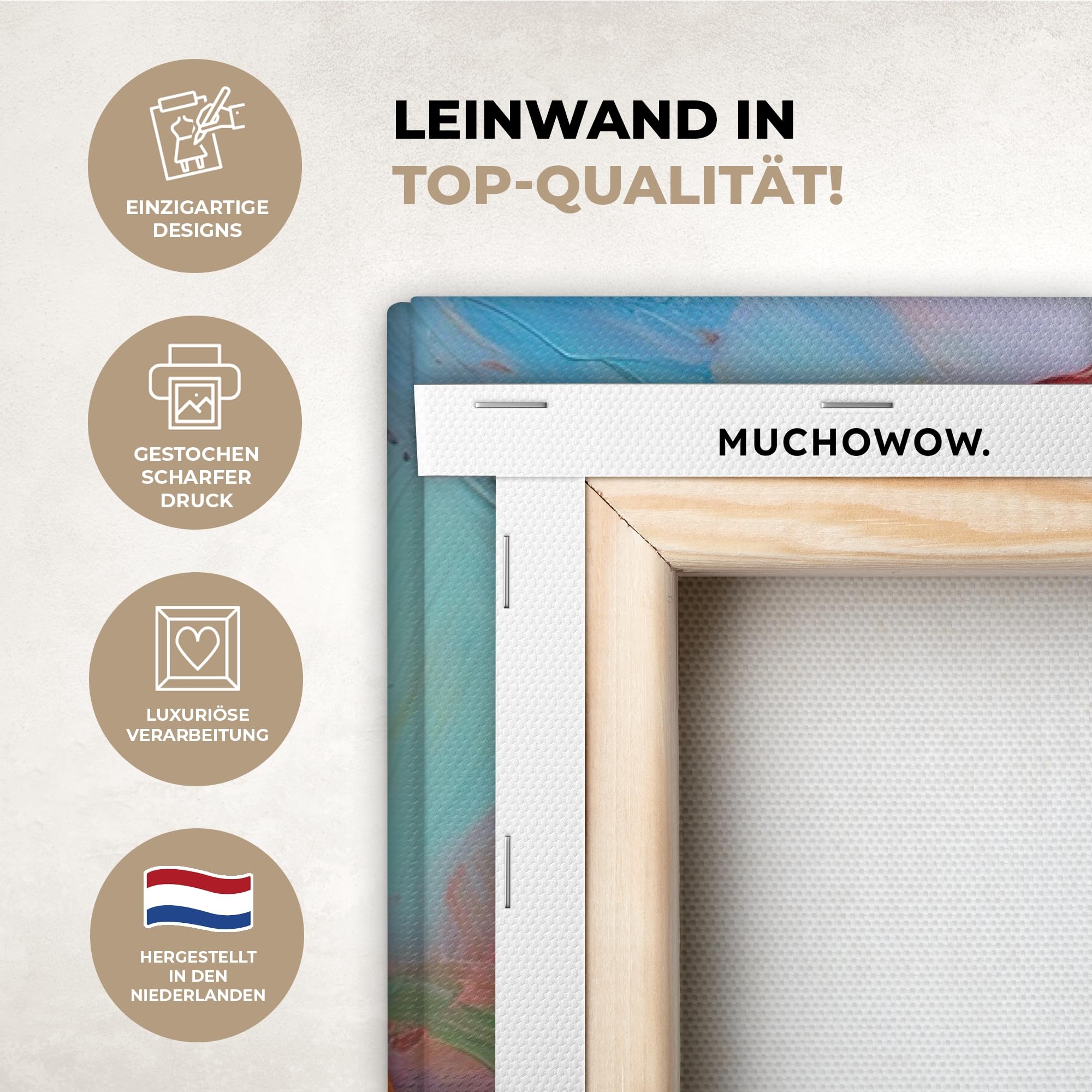 MuchoWow Wandbilder 120x80 cm XXL Leinwand Kunstdruck Abstrakt Bunt