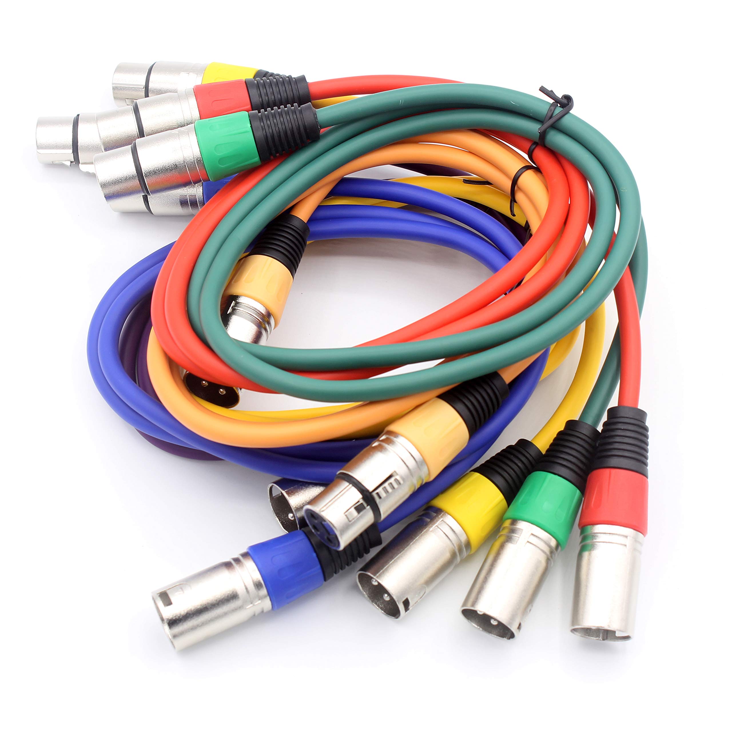 Câbles de Raccordement de Micro Équilibrés - Qualité Haut de Gamme, Clarté de Son, Faible Bruit - XLR Mâle à XLR Femelle (1m, 6 Couleurs)