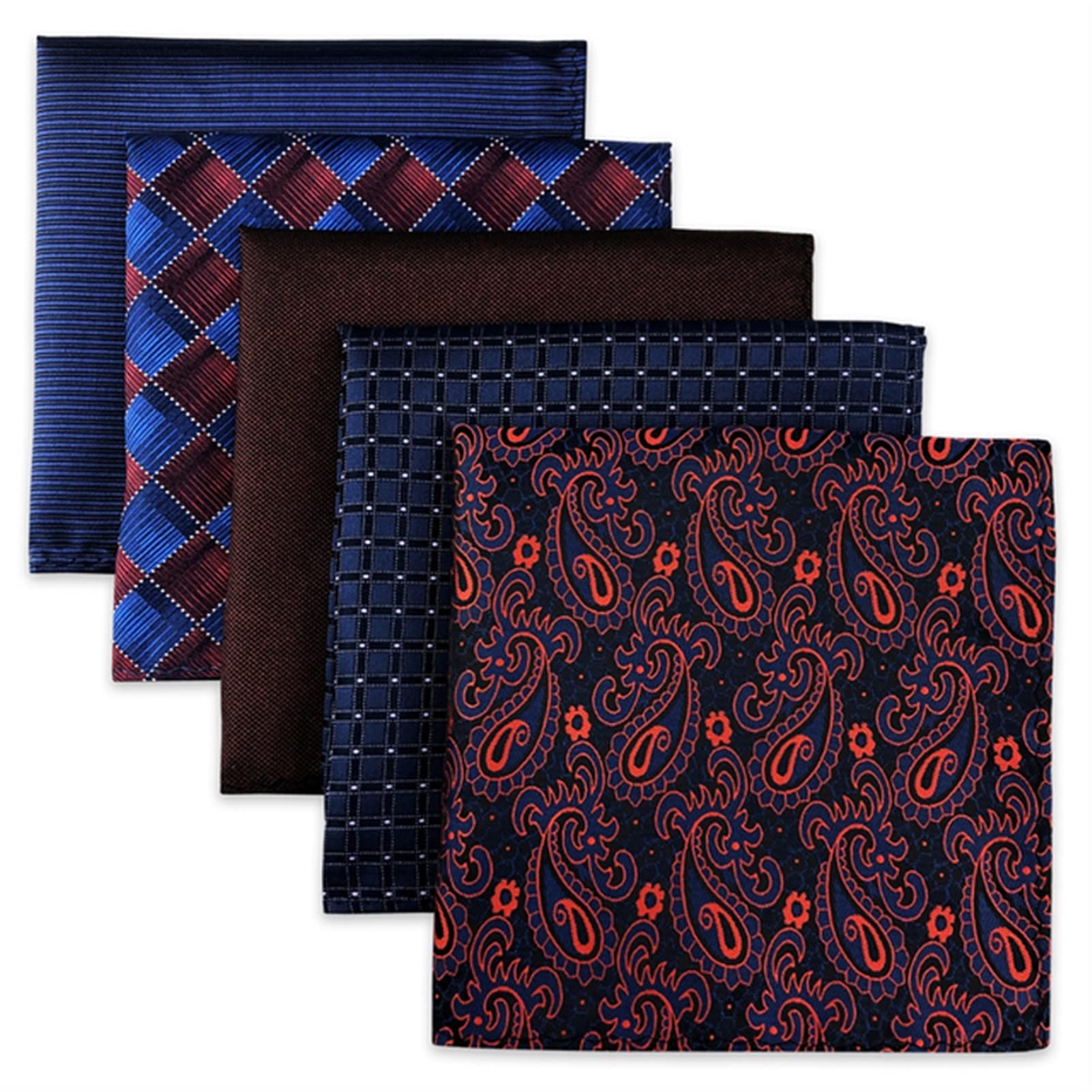 5-teiliges Set aus bunt sortierten Einstecktüchern für Herren aus Seide, klassisches Taschentuch-Set, Geschenk, bunt (Farbe: D, Größe: Talla ?nica) (3er-Pack)