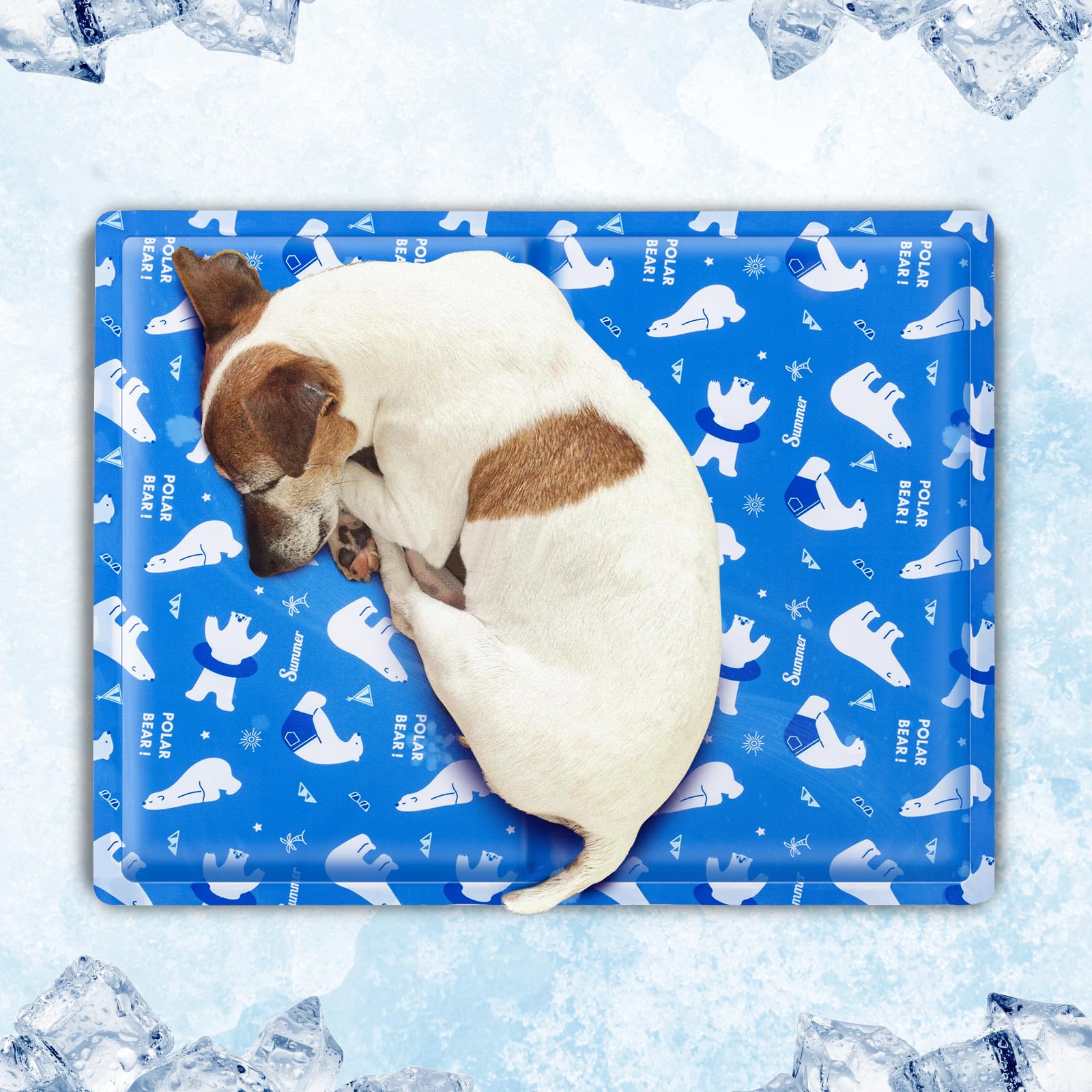 BEEWAY Dog Cooling Mat Medium 65x50cm - Durable Pet Cool Mat, Non-Toxic Gel Self Cooling Pad, Cool Bed Mattress for Dogs Cats in Hot Summer