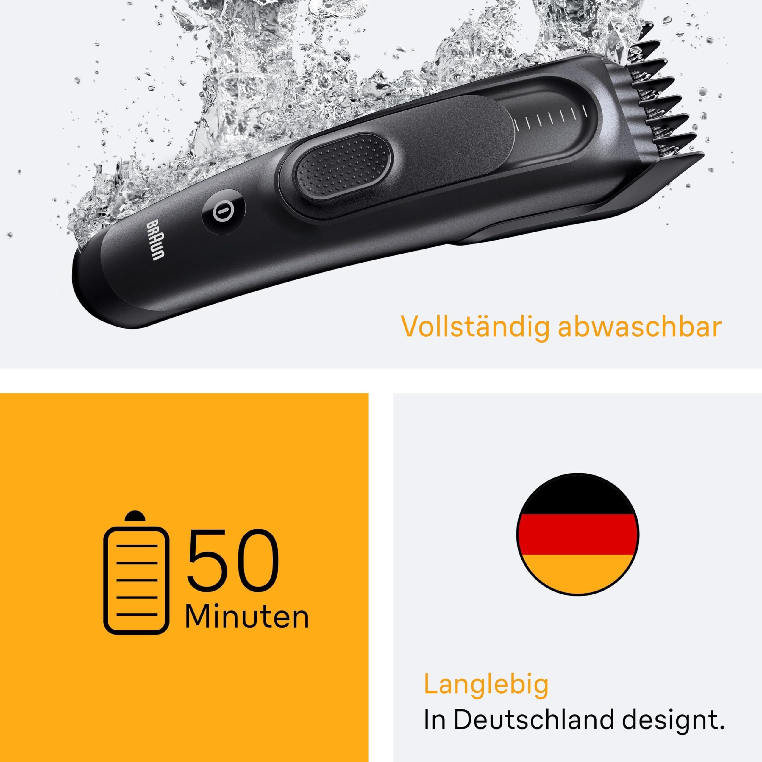 Braun Haarschneider Series 5, Haarschneidemaschine Herren, HC5530, Schwarz | Kabelloser Haartrimmer mit 17 Längen, Trimmer mit 50 Min. Akku, Wasserdicht, Inkl. 3 Zubehörteile Und Ultrascharfer Klingen