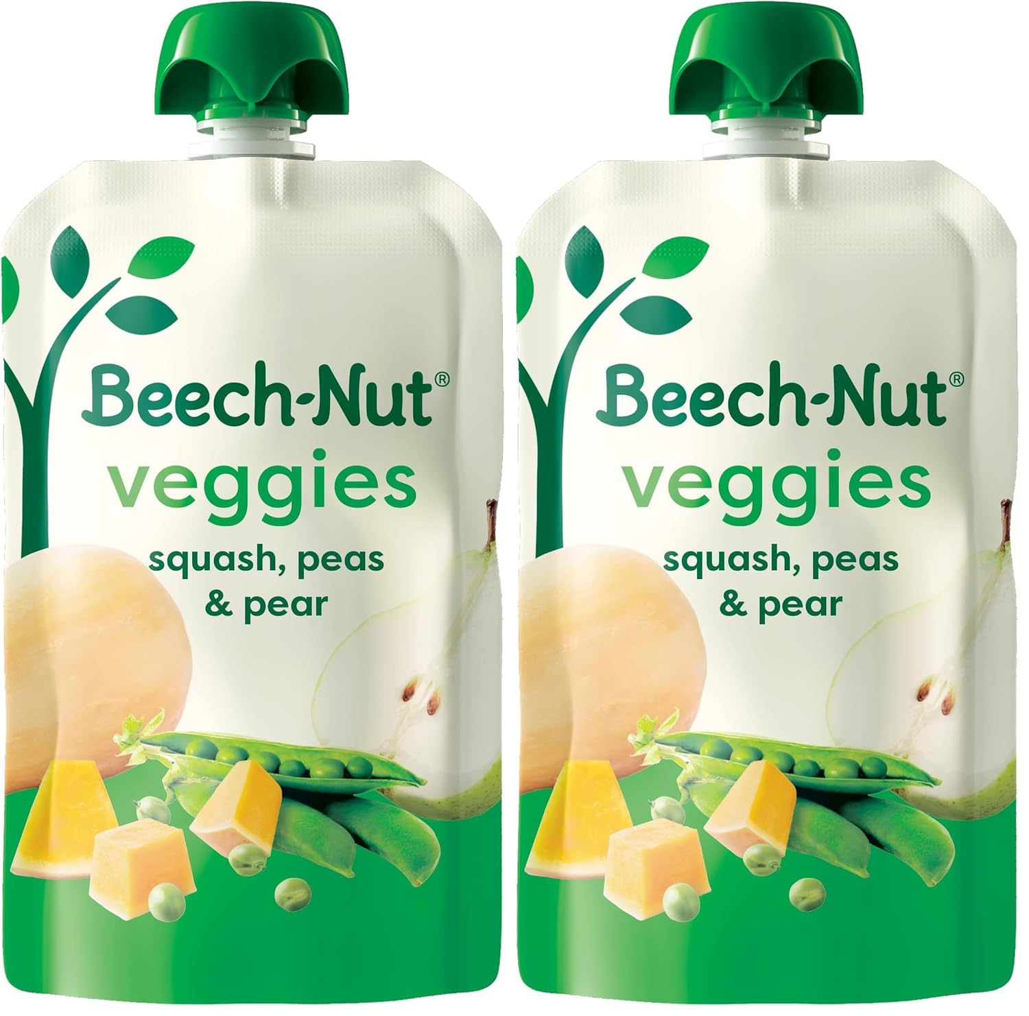 Beech-Nut Baby Food Pouches, Squash Peas Pears Veggie Puree Baby & Toddler Food, 3.5 oz (24 Pack)