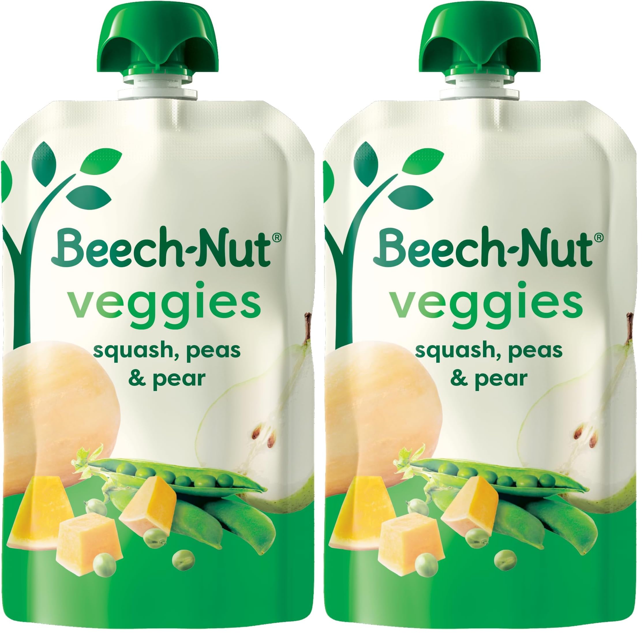 Beech-Nut Baby Food Pouches, Squash Peas Pears Veggie Puree Baby & Toddler Food, 3.5 oz (24 Pack)