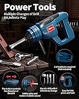 Vista 2 de Deejoy - Juego de herramientas con caja de herramientas y taladro eléctrico de juguete, kits de construcción de simulación para niños de 3 a 5 años