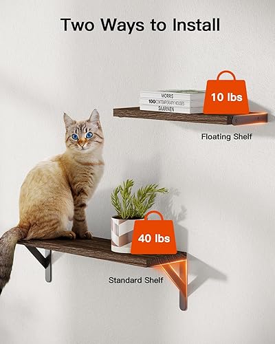 Miniatura 5 de AMADA HOMEFURNISHING - Juego de 6 estantes de pared, estantes flotantes rústicos de estilo casa de campo para dormitorio, baño y sala de estar,