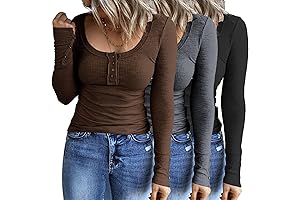 Women's Henley Shirts Long Sleeve