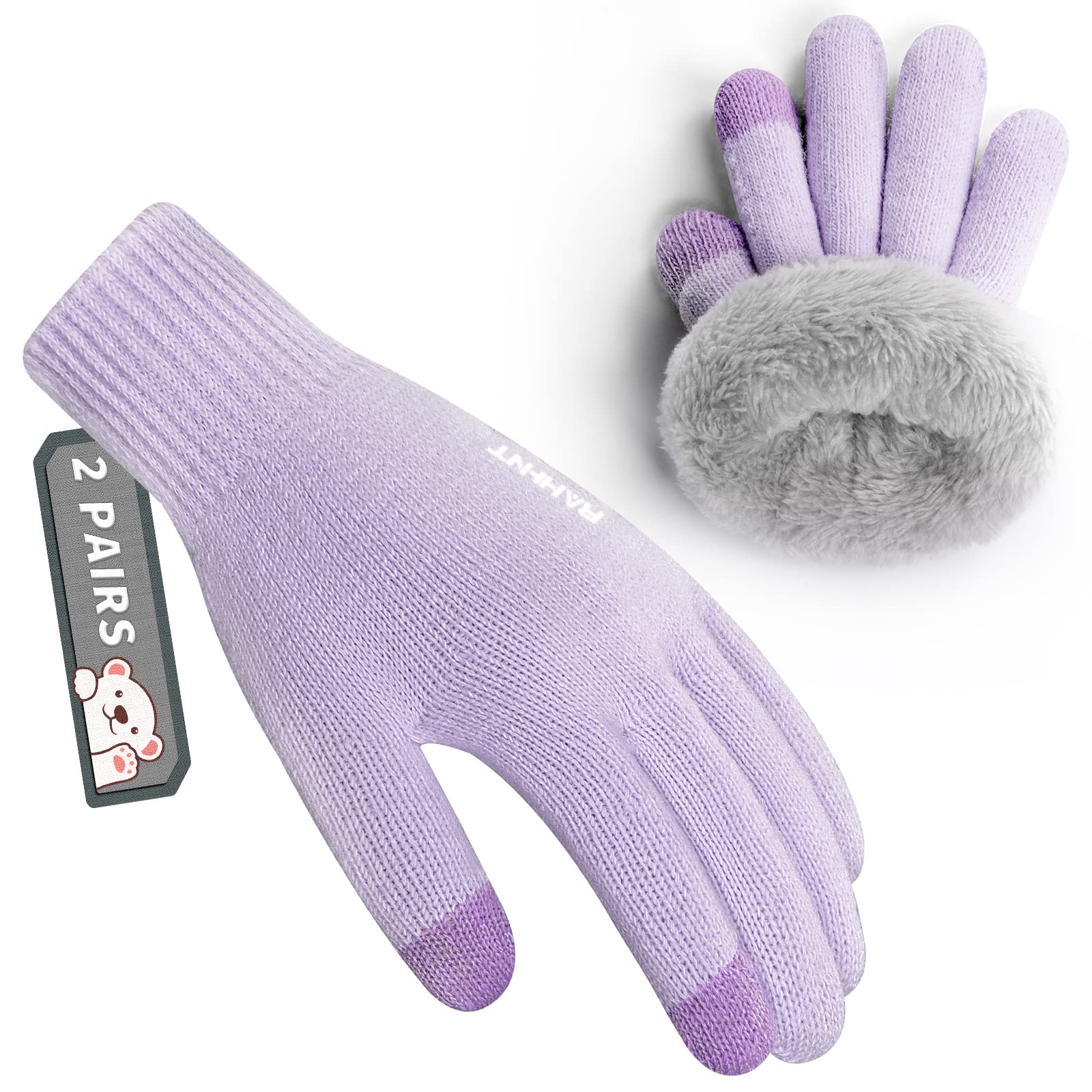 Rahhint Kids Winter Gloves for Boys Girls Children Toddler Thermal Wool Knit Gloves with Insulated Fleece Lining Warm Gift
