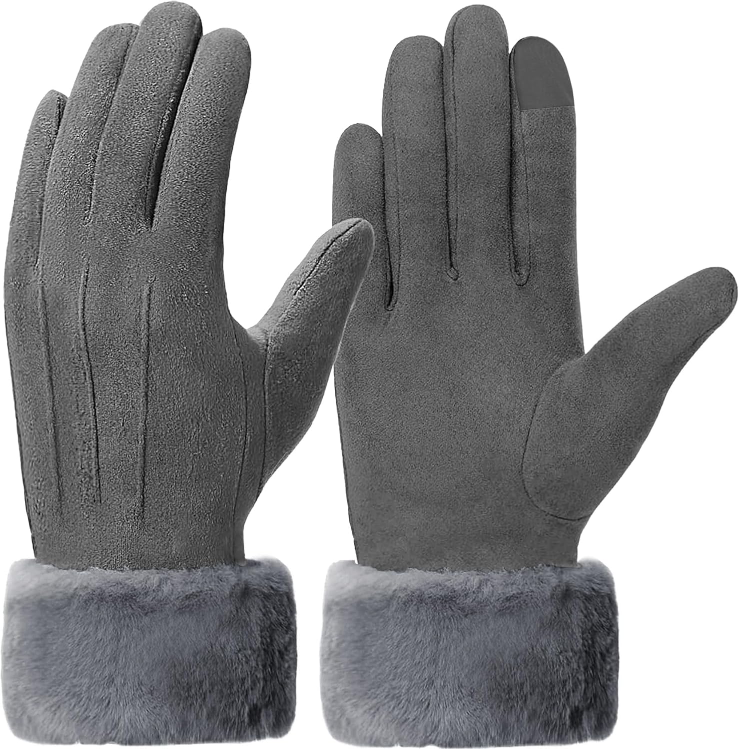 Guanti Invernali Touch Screen A Maglia Con Fiocchi Di Neve – Caldi E Morbidi Per Uomo E Donna – Grigio – Taglia Unica - 2