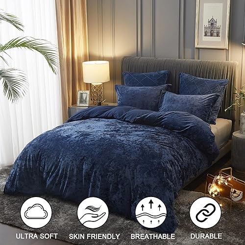 Miniatura 2 de PHF - Juego de funda de edredón de pana lujosa, tamaño King, 3 piezas de mantas de franela para todas las estaciones, ultra suave y acogedora, con