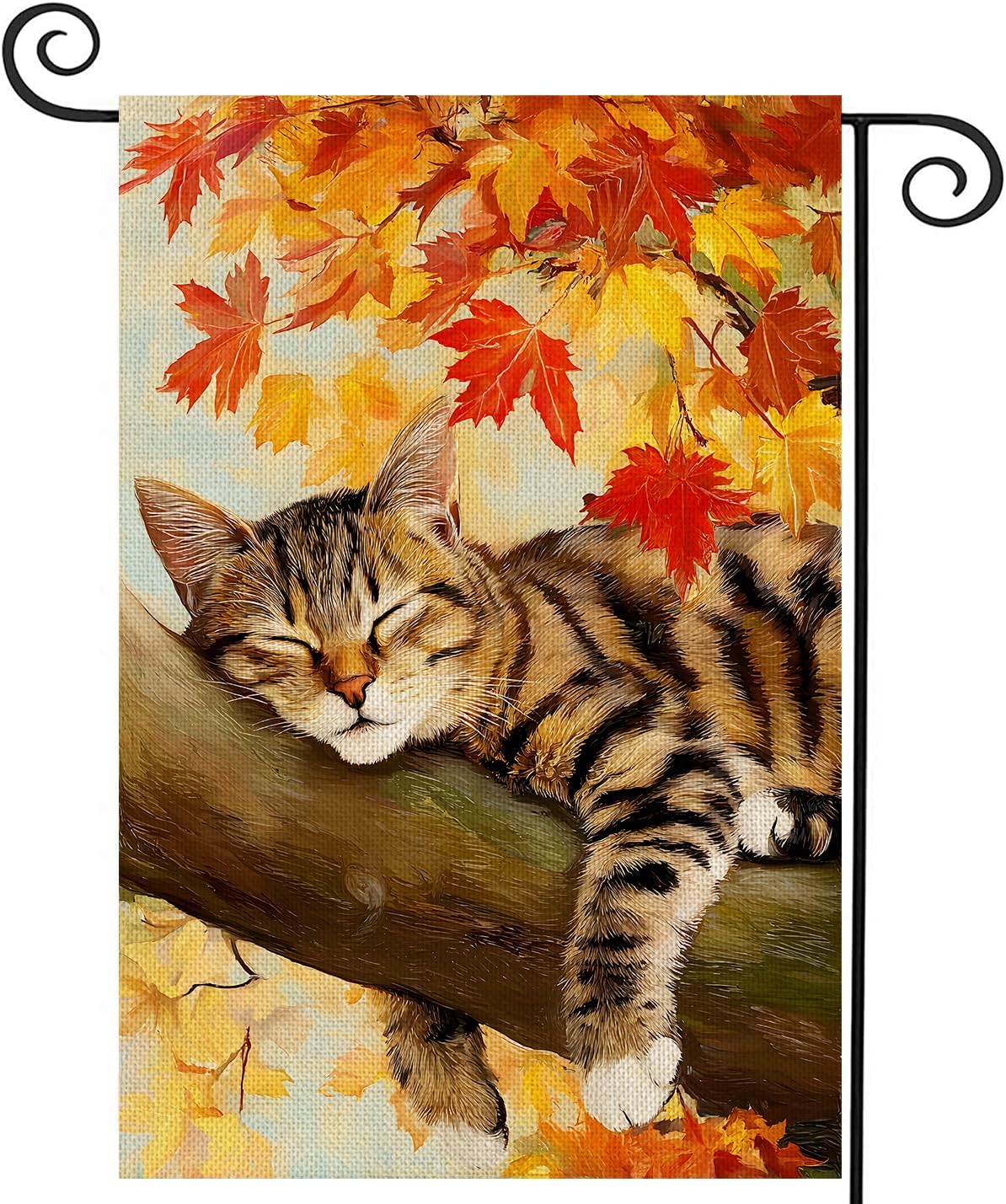 Fall Decorations Garden Flag 12x18 Inch for Outside Double Sided Weather & Fade Resistant Cat Maple Leaf Yard Flags Outdoor Thanksgiving Home Fall Decor