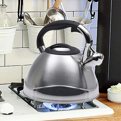 Miniatura 2 de Creative Home Crescendo - Hervidor de té silbante de acero inoxidable con fondo de aluminio capsulado para una distribución uniforme del calor, 3.1