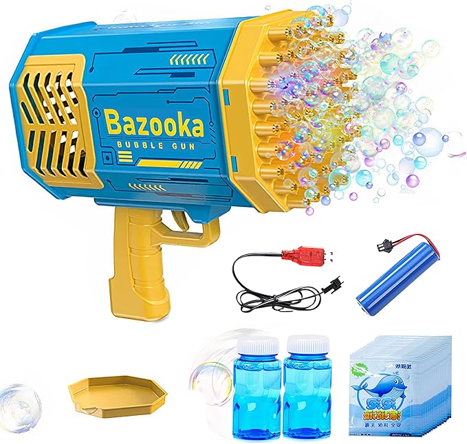 Bazooka Bubble Gun Upgraded 69 Hole Bubble Machine Guns Blaster Kit