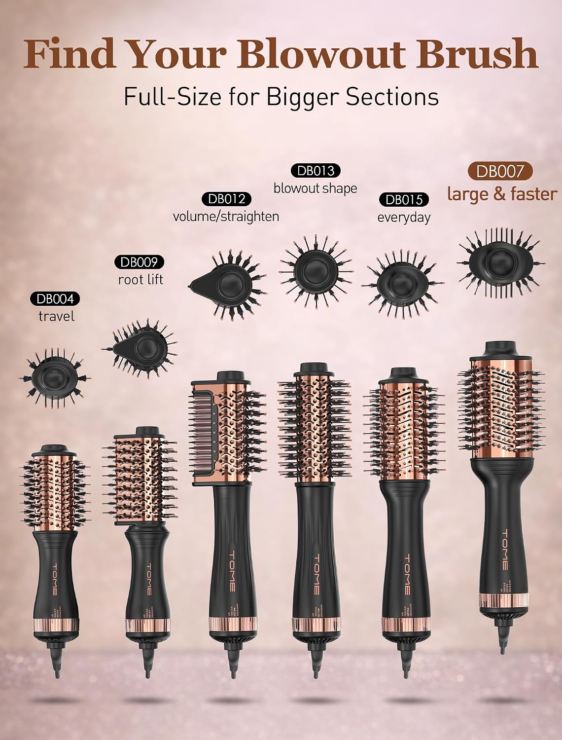 TOME 3-Inch Hot Air Brush 1200W, Oval, Dual Voltage, Ceramic Titanium