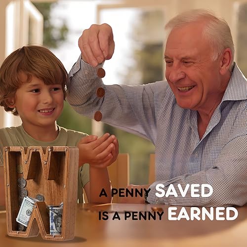 Vista 155 de Alcancía para niños y niñas, alcancía de madera con letra grande del alfabeto con inicial C, banco de monedas, regalos divertidos para cumpleaños