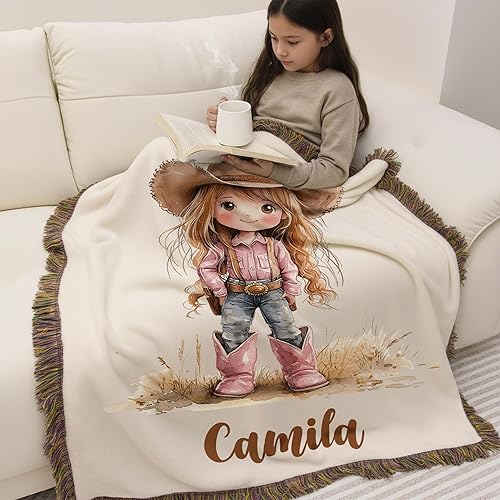 Miniatura 3 de Manta con nombre de vaquera occidental para bebé, manta personalizada para bebé, decoración de guardería, manta con nombre personalizado para niños
