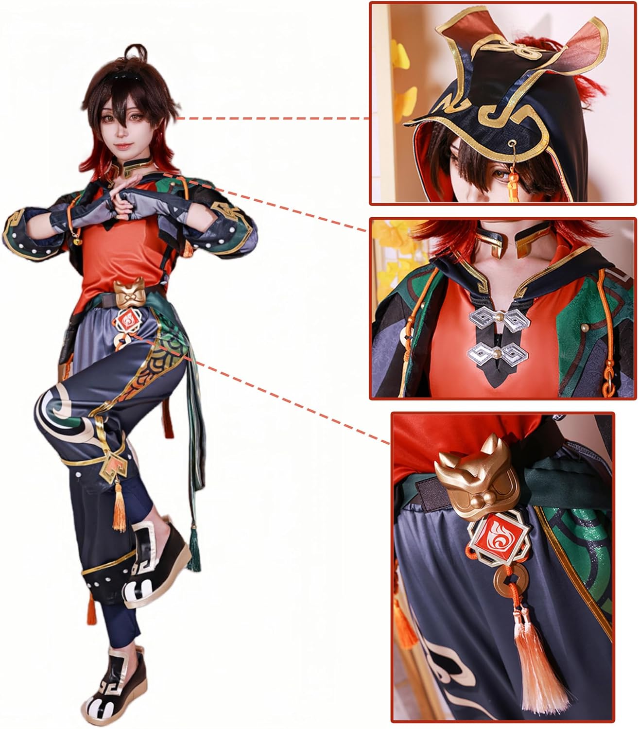 原神 アンバー コスプレ フルセット 黒*読様 原神 アンバー コスプレ