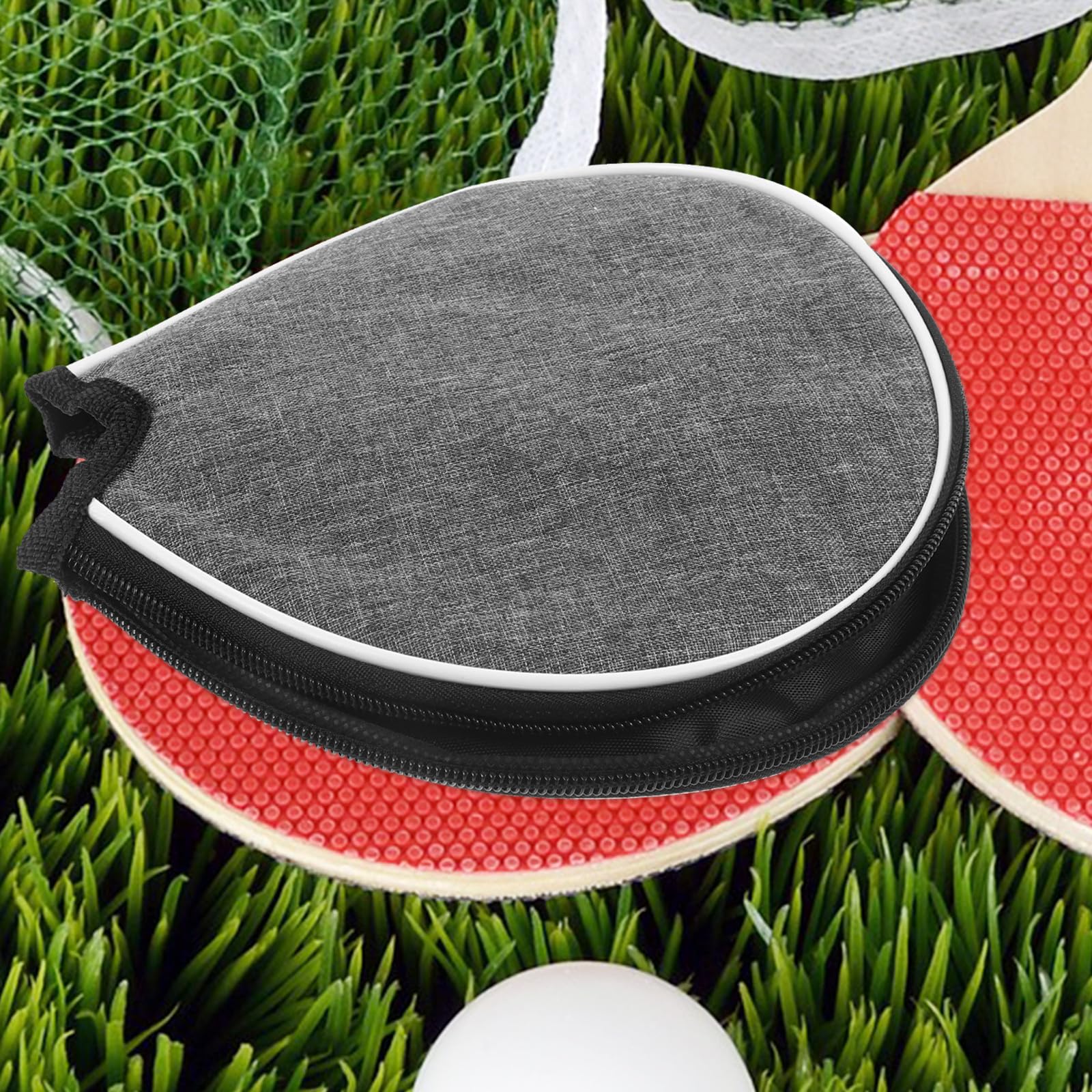 Toyvian Funda para Pala de Tenis de Mesa Semicírculo Gris Bolsa Almacenamiento Raqueta y Balones