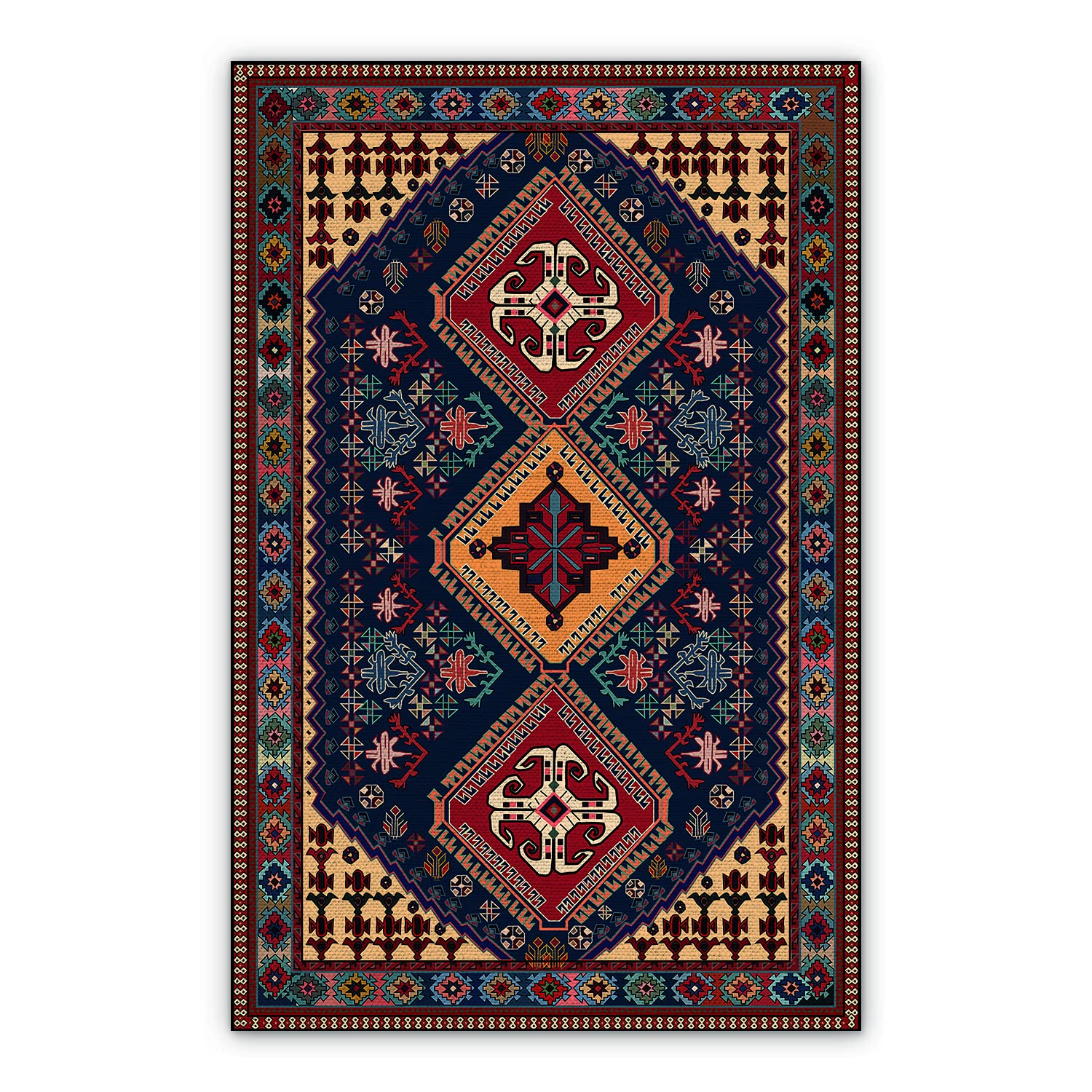 Tapis en linoléum BirdsEcho 70x105cm au design pixel perse raffiné
