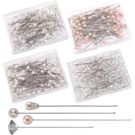 200Pcs Épingles Droites Pins Épingle à Tete de Diamant Cristal