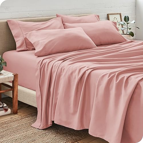 Juego de sábanas de 800 hilos, 4 piezas, color rosa, 100% algodón, para cama corta tamaño Queen, de una sola capa, hilo de algodón peinado largo,