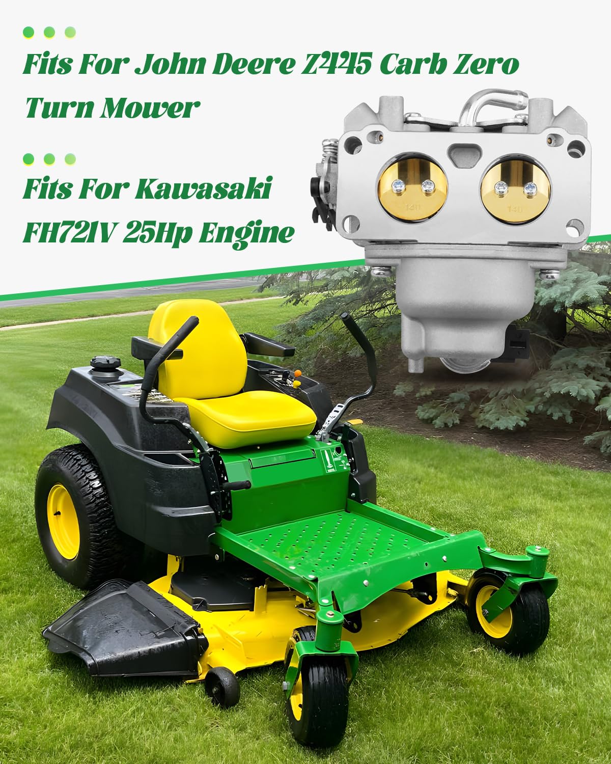 JUWEVAZU Z445 Carb Carburetor Kit Fit for John Deere Zero