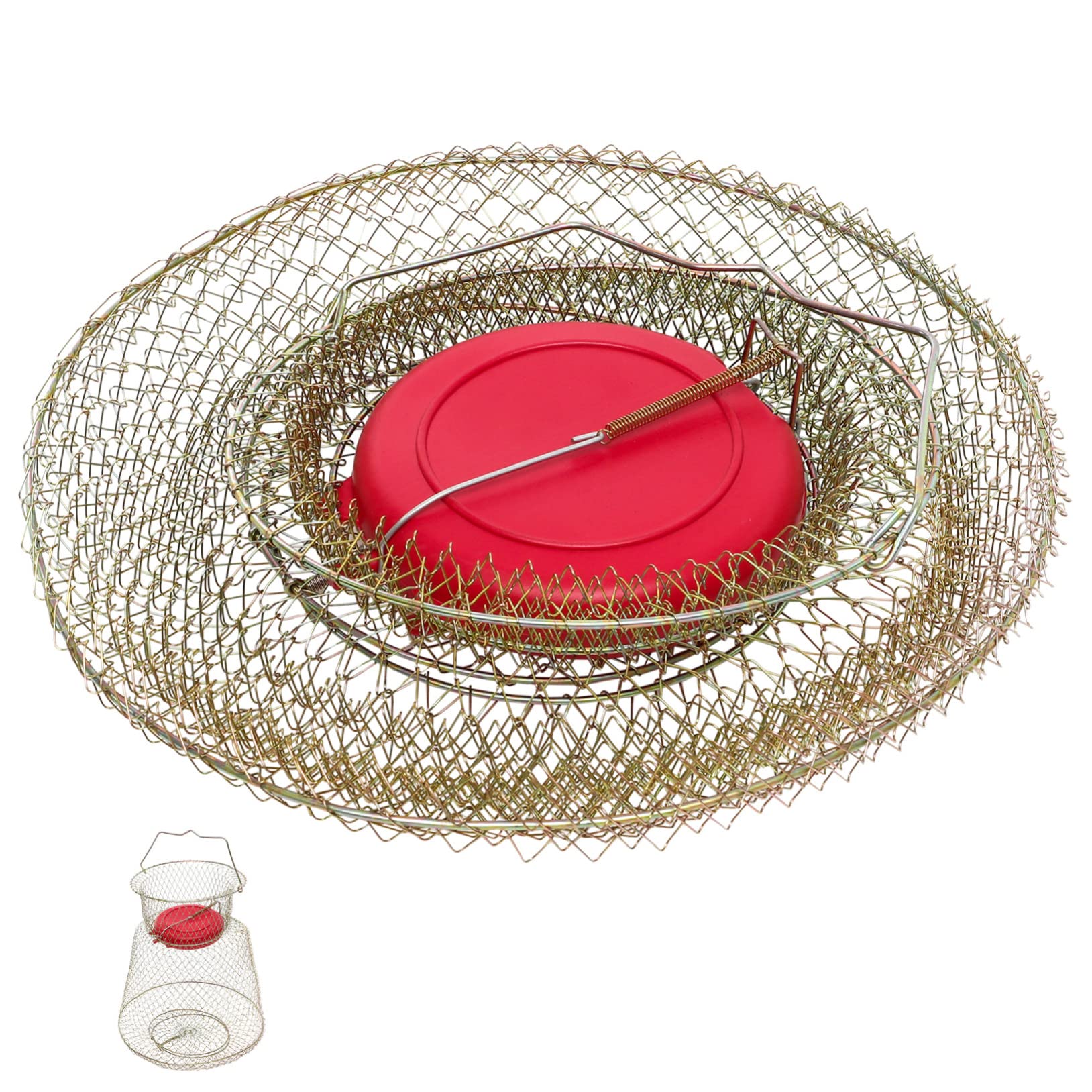 BRIGHTFUFU Iron Mesh Fish Guard Cage Durable Fishing Net for Catching Fish Lightweight Design with Floating Bowl for and Transport for Fishing Enthusiasts