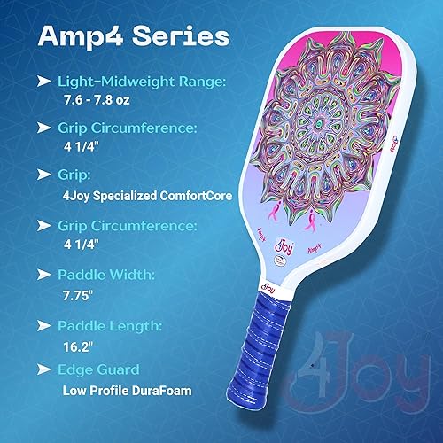 Miniatura 4 de 4Joy Pickleball Paddle Serie Amp4  T700 de fibra de carbono Pickleball sin palas  Raquetas profesionales de pickleball para mujeres y hombres