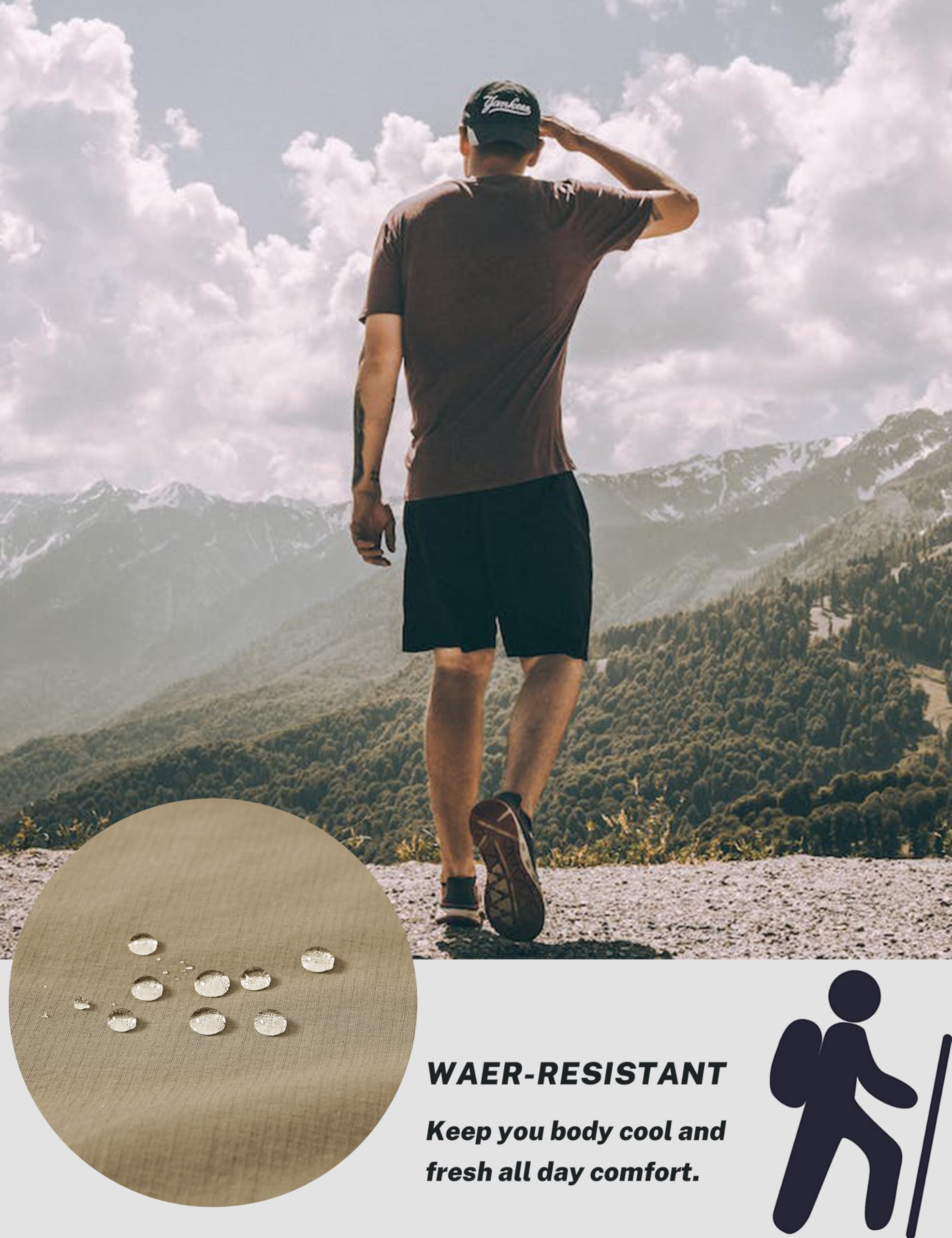 MoFiz Krótkie spodenki męskie, cargo, outdoorowe, na lato, lekkie, szybkoschnące, do golfa, krótkie spodnie trekkingowe, spodnie sportowe, krótkie, z 5 kieszeniami