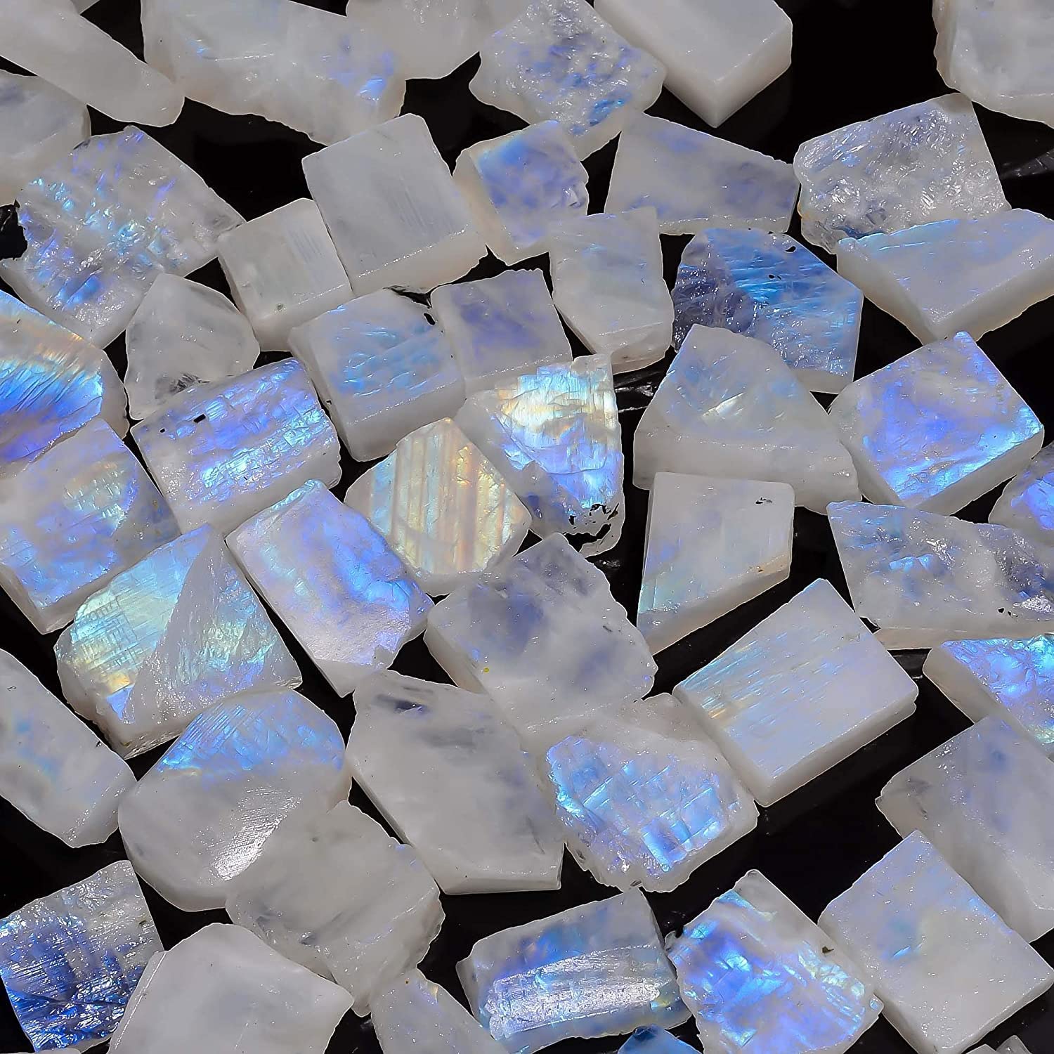 100 carats Natural Rainbow Moonstone Rough Gemstone, Raw Crystals Rock, Jewelry Making Supply, Healing Gift, Crafts-DIY Stone, 12 to 15mm