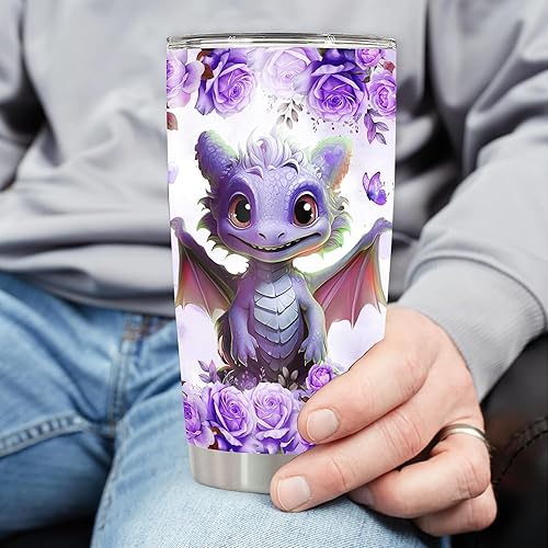 Miniatura 3 de Vaso de dragón personalizado con tapa, taza térmica de dragones con nombre personalizado, de acero inoxidable, 20 onzas, 30 onzas, tazas de café