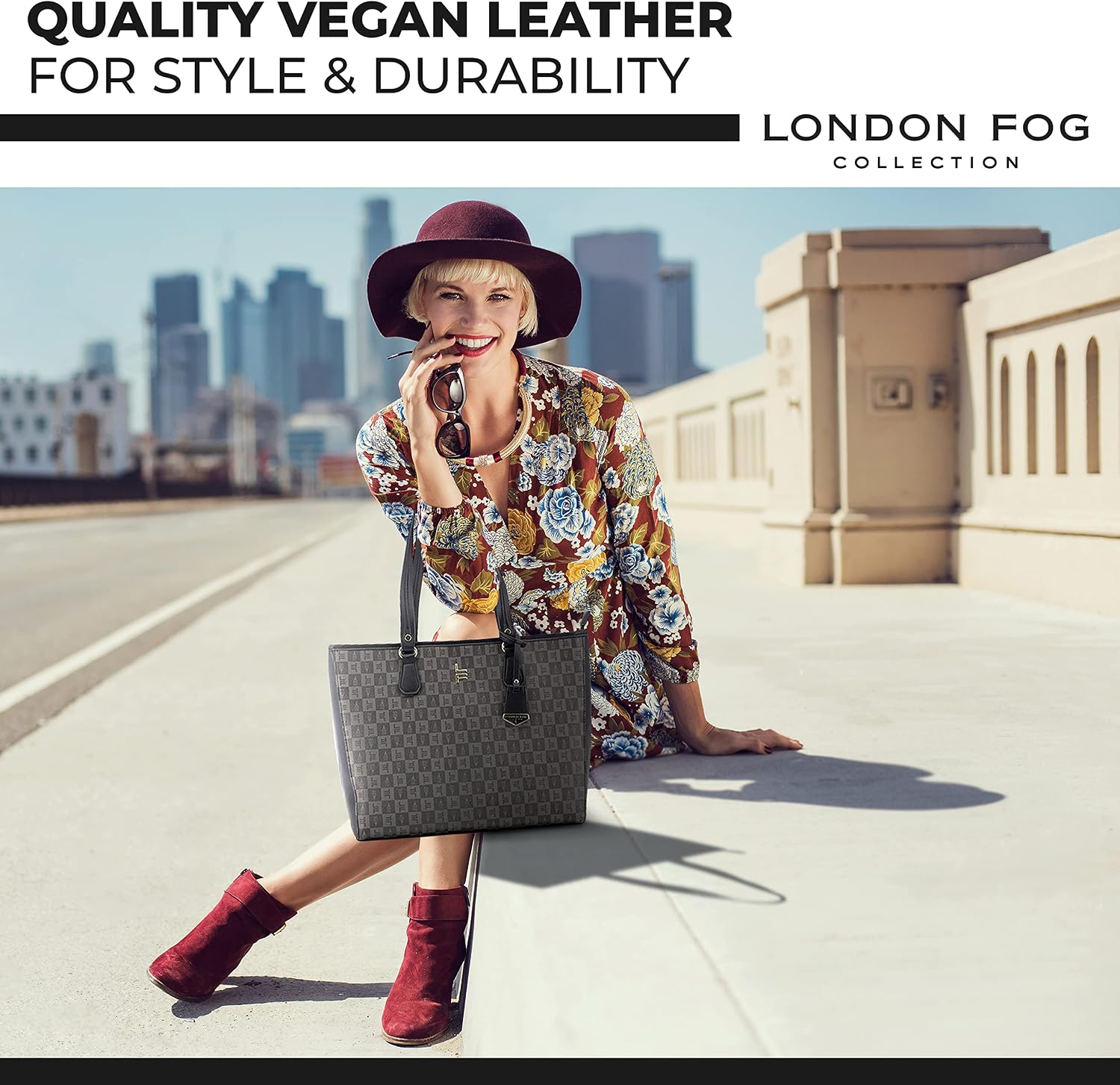 LONDON FOG MILLANA Tote Bag for Women, Vegan Leather Shoulder Bag