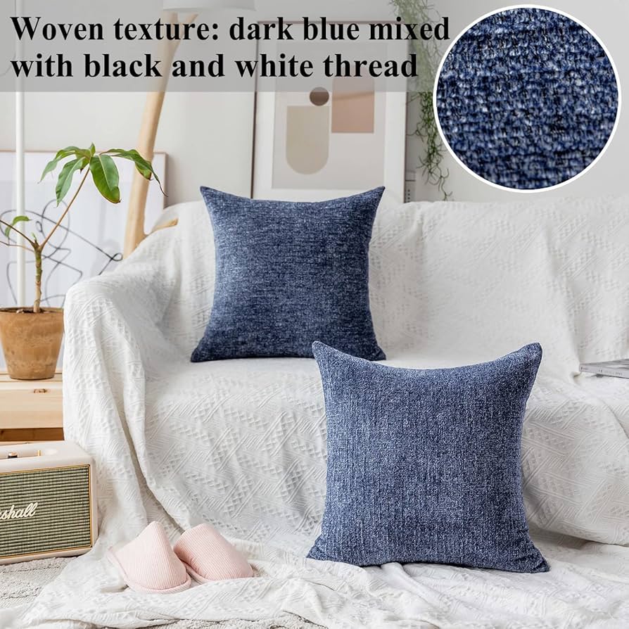 クッションカバー Cushion Cover navy line Amazon.com: Home Brilliant Indigo Linen Decorative Pillow