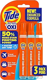 Tide Removedor de manchas para roupas, caneta Tide To Go, caneta de remoção instantânea de manchas e limpador de manchas, portátil e fácil de viajar, funciona em manchas de alimentos e bebidas, cabe