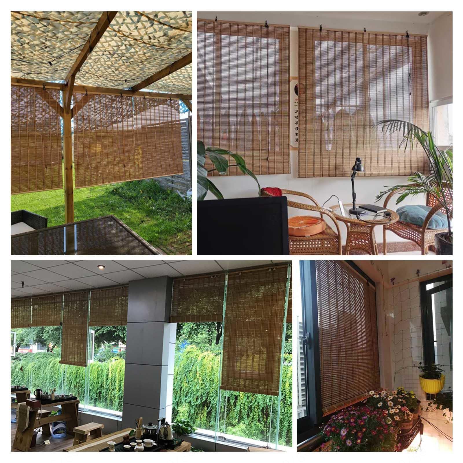 Pxzybd Tende a Rullo in bambù per Esterni 50cm 60cm 70cm 80cm 90cm 100cm 120cm Tapparella,Cortina di bambù per Finestre,Tende Avvolgibile Tende da Sole,Tenda a Pacchetto retrò,W×H-100x200cm/39.5x79in