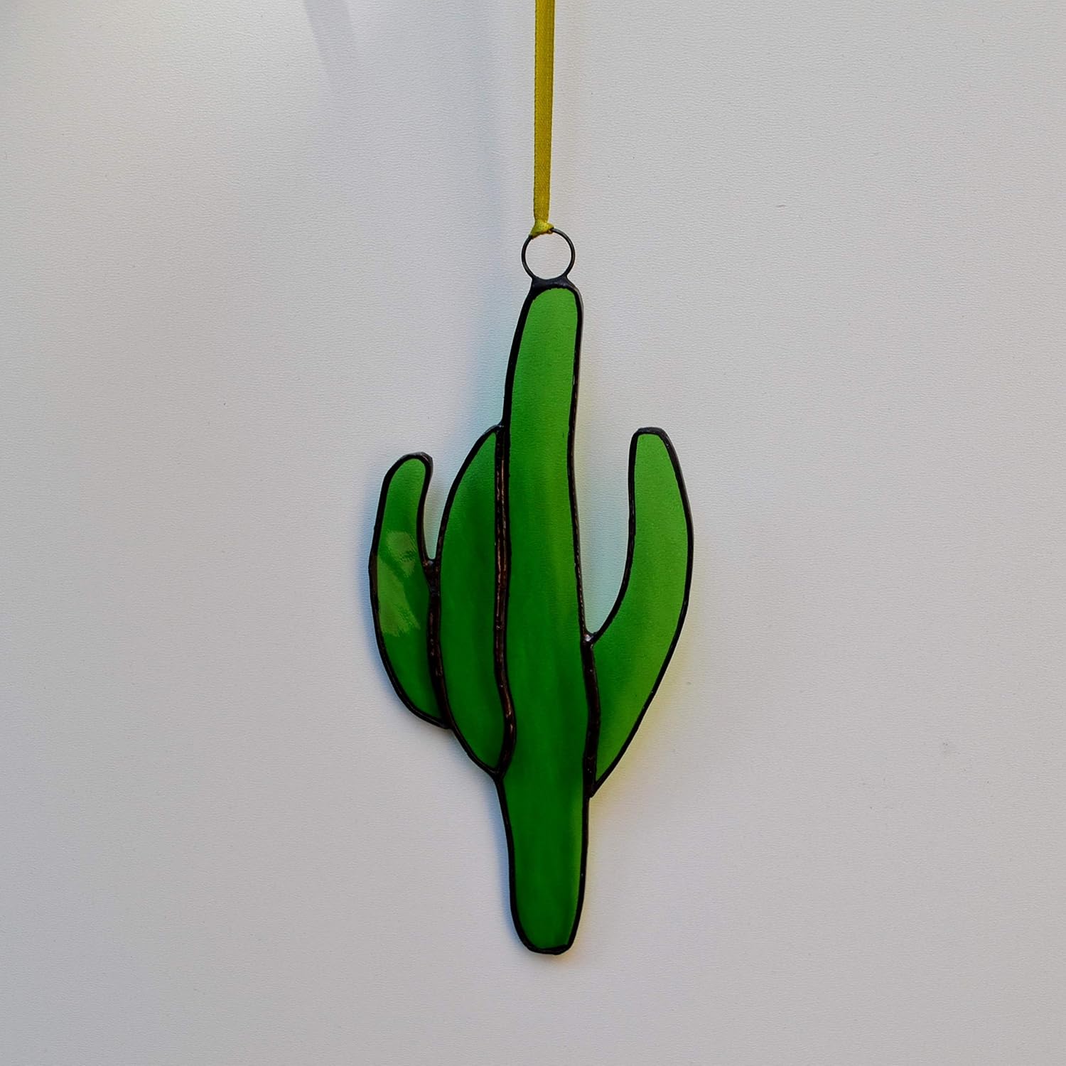 Stained Glass Cactus Suncatcher for Window or Wall Hanging, Garden Ornament. Southwest Home Decor
