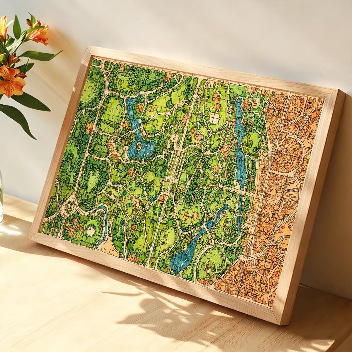 Puzzle 1500 elementów dla dorosłych drewniana mapa, puzzle retro, 87x57cm