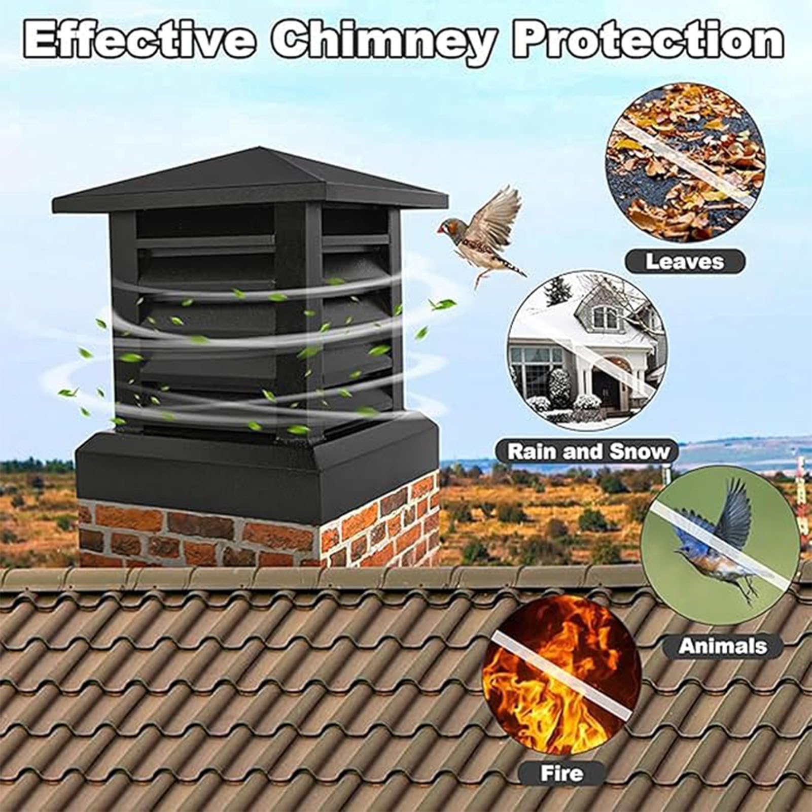 Tapones para Chimenea, Tapa y sombrerete de Chimenea de aleación de Aluminio - Cubierta de ventilación de Techo con Rejilla de ventilación a Prueba de Viento de 12x12 Pulgadas - Tapa de DREN