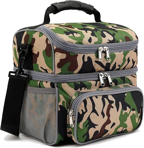 Amazon.com: FlowFly Lonchera térmica de doble capa para adultos, lonchera  grande para hombres, mujeres, con correa ajustable, bolsillo frontal y  bolsillos laterales de malla grandes dobles, bosque : Hogar y Cocina