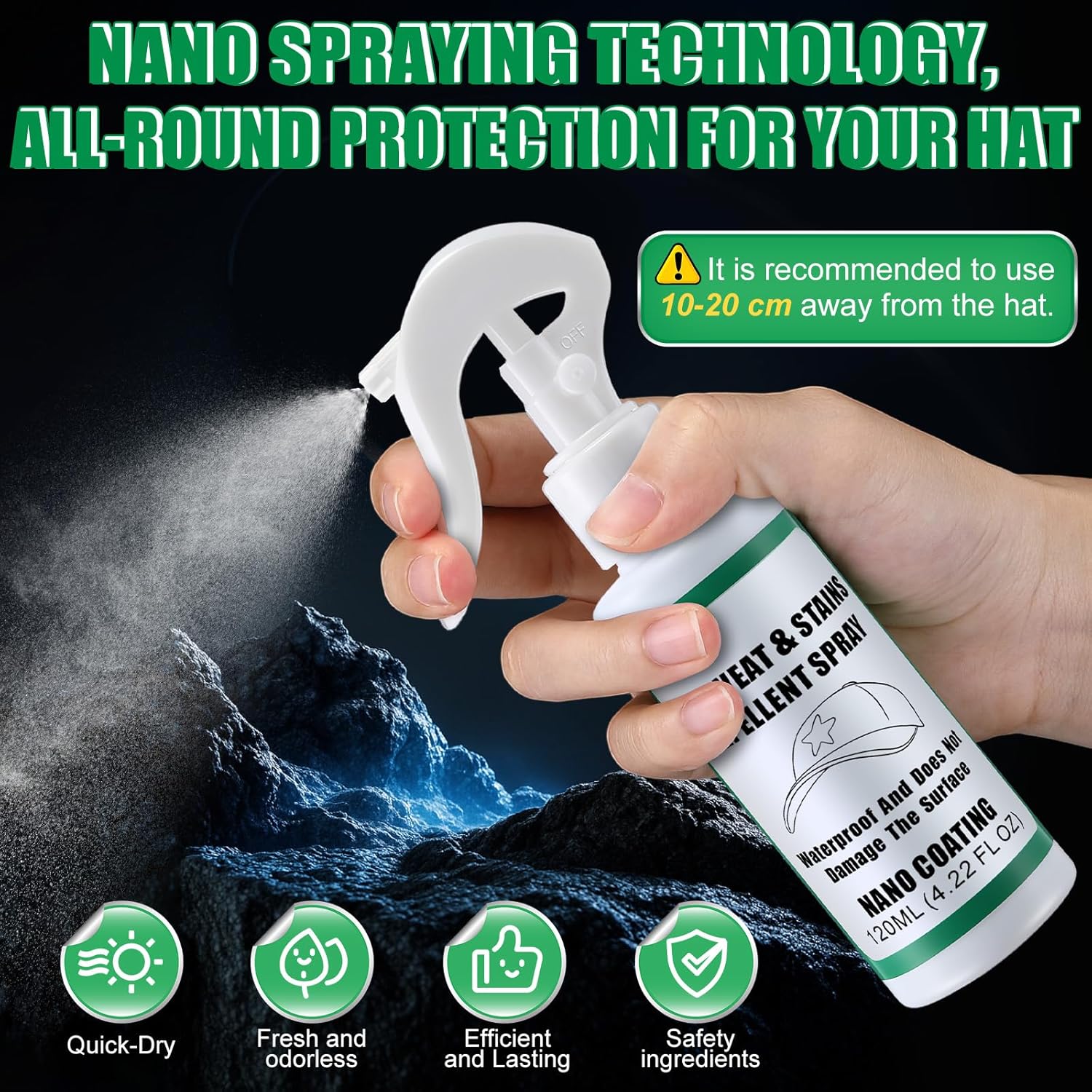 Leelosp Hat Sweat Protector Spray, Portable Spray for Golf Hat, Men's Baseball Caps, Cowboy, Prevent Sweat Stains - Image 3