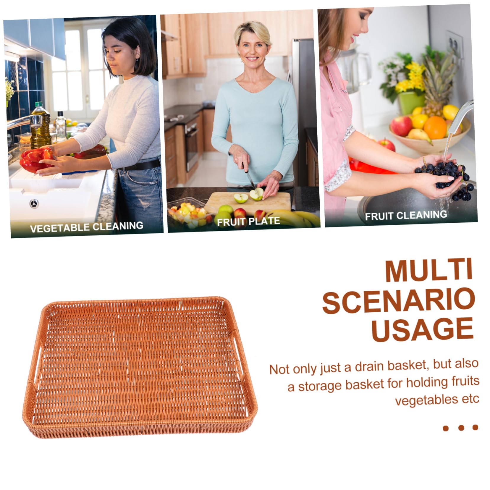 Cabilock 1Pc Hand Woven Storage Basket Food Tray for Living Fruit Holder Home Organizing Basket for Serving Pastries Bread and Snacks