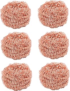 6Pcs Copper Scrubber, Heavy-Duty Non Scratch Copper Sponge Reusable Scouring Pads for Cast Iron, Stainless Steel, Oven Racks, Grills Scrubbing Pads